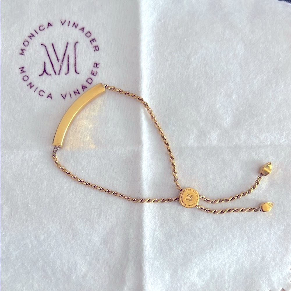 Monica Vinader linear chain friendship bracelet gold vermeil Adjustable, gift!